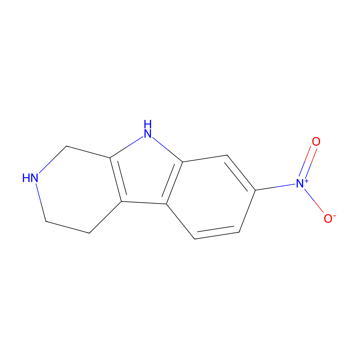 7-Nitro-2,3,4,9-tetrahydro-1H-pyrido[3,4-b]indole molecular structure, CAS 642412-39-3