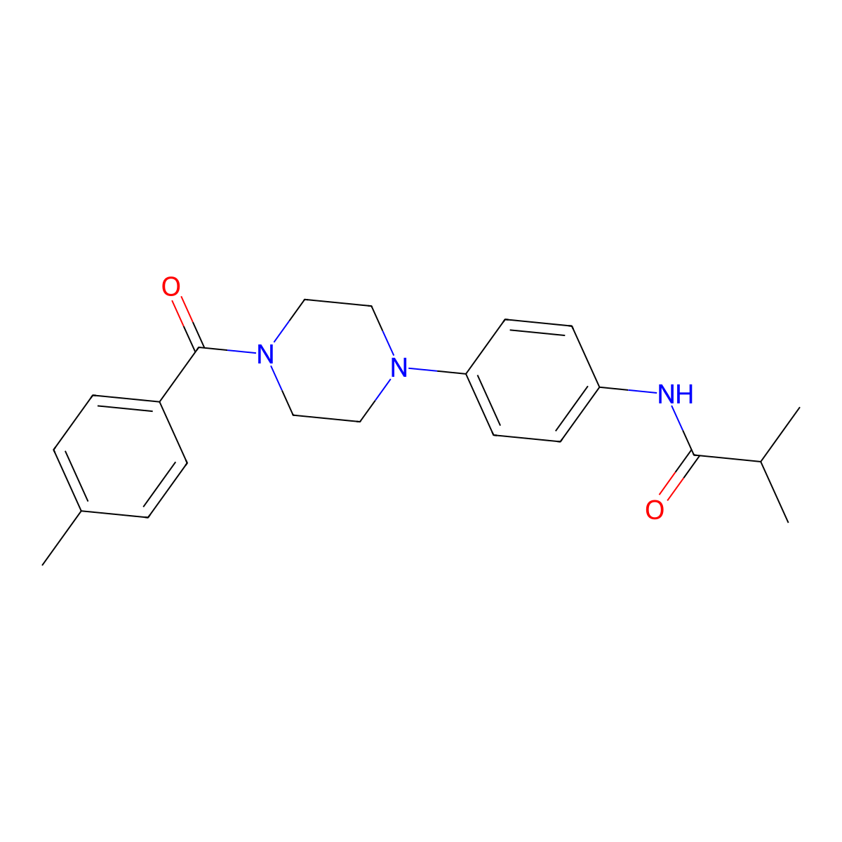 2-methyl-N-[4-[4-(4-methylbenzoyl)piperazin-1-yl]phenyl]propanamide molecular structure, CAS 642417-15-0