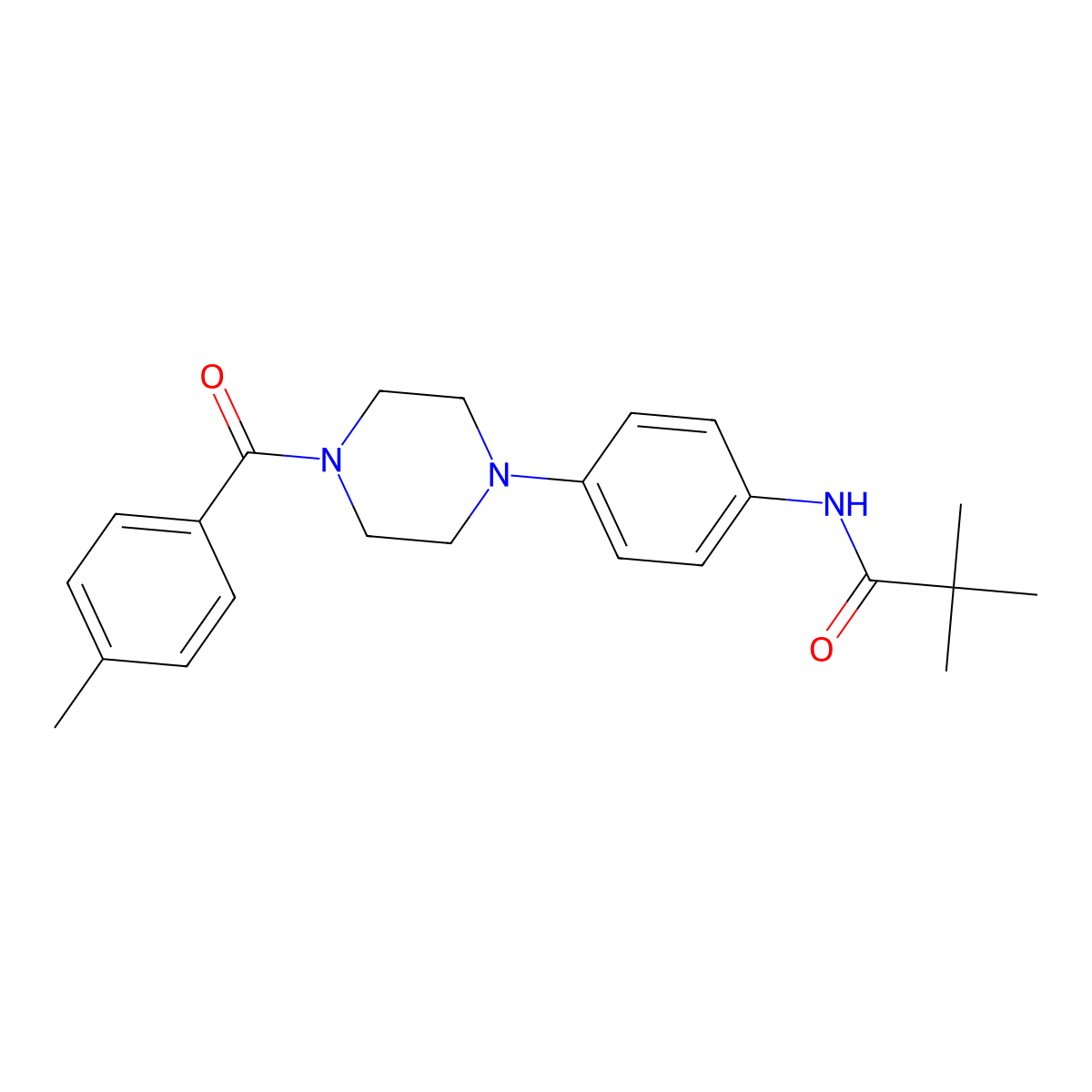 2,2-dimethyl-N-[4-[4-(4-methylbenzoyl)piperazin-1-yl]phenyl]propanamide molecular structure, CAS 642417-17-2