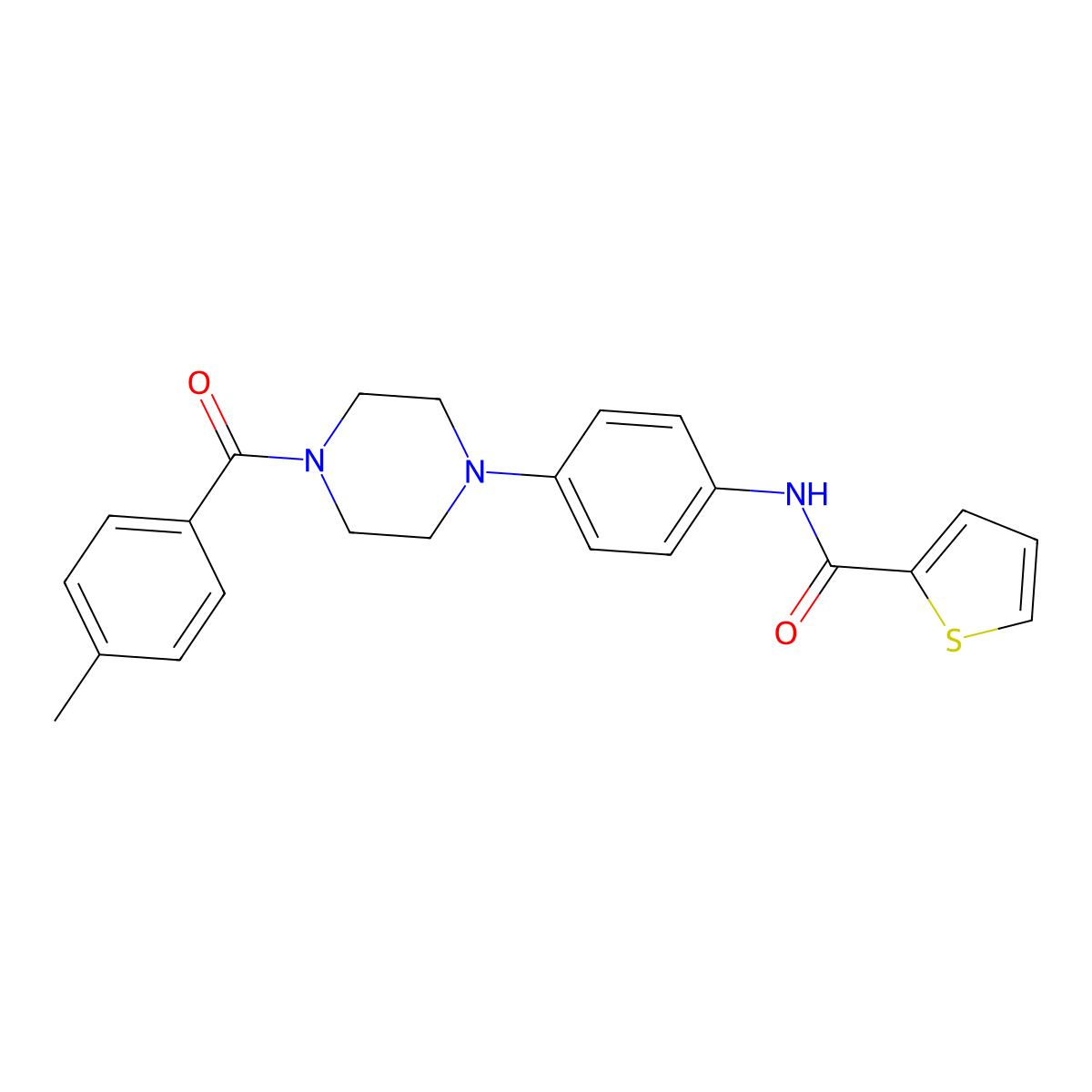 N-[4-[4-(4-methylbenzoyl)piperazin-1-yl]phenyl]thiophene-2-carboxamide molecular structure, CAS 642417-27-4