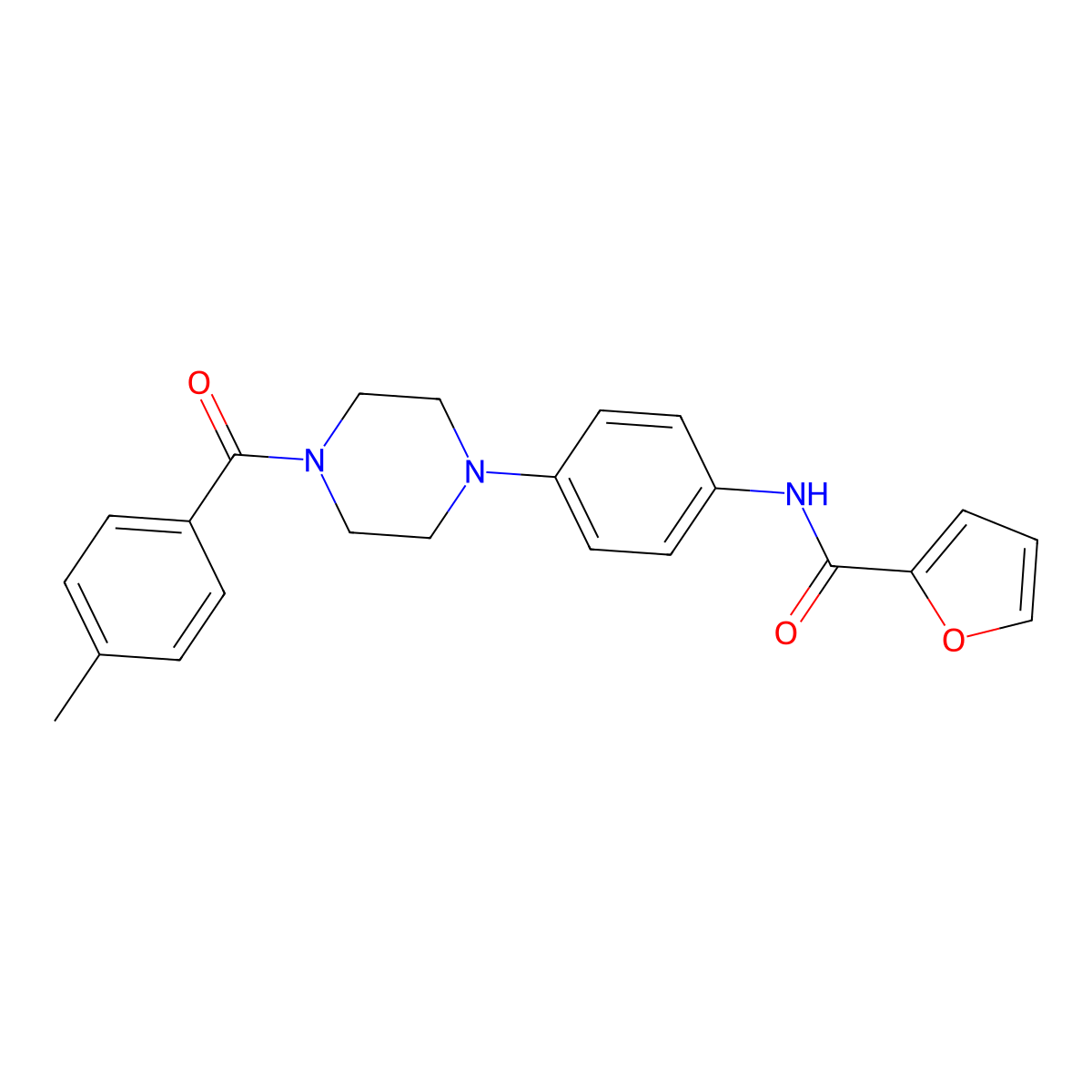 N-[4-[4-(4-methylbenzoyl)piperazin-1-yl]phenyl]furan-2-carboxamide molecular structure, CAS 642417-33-2