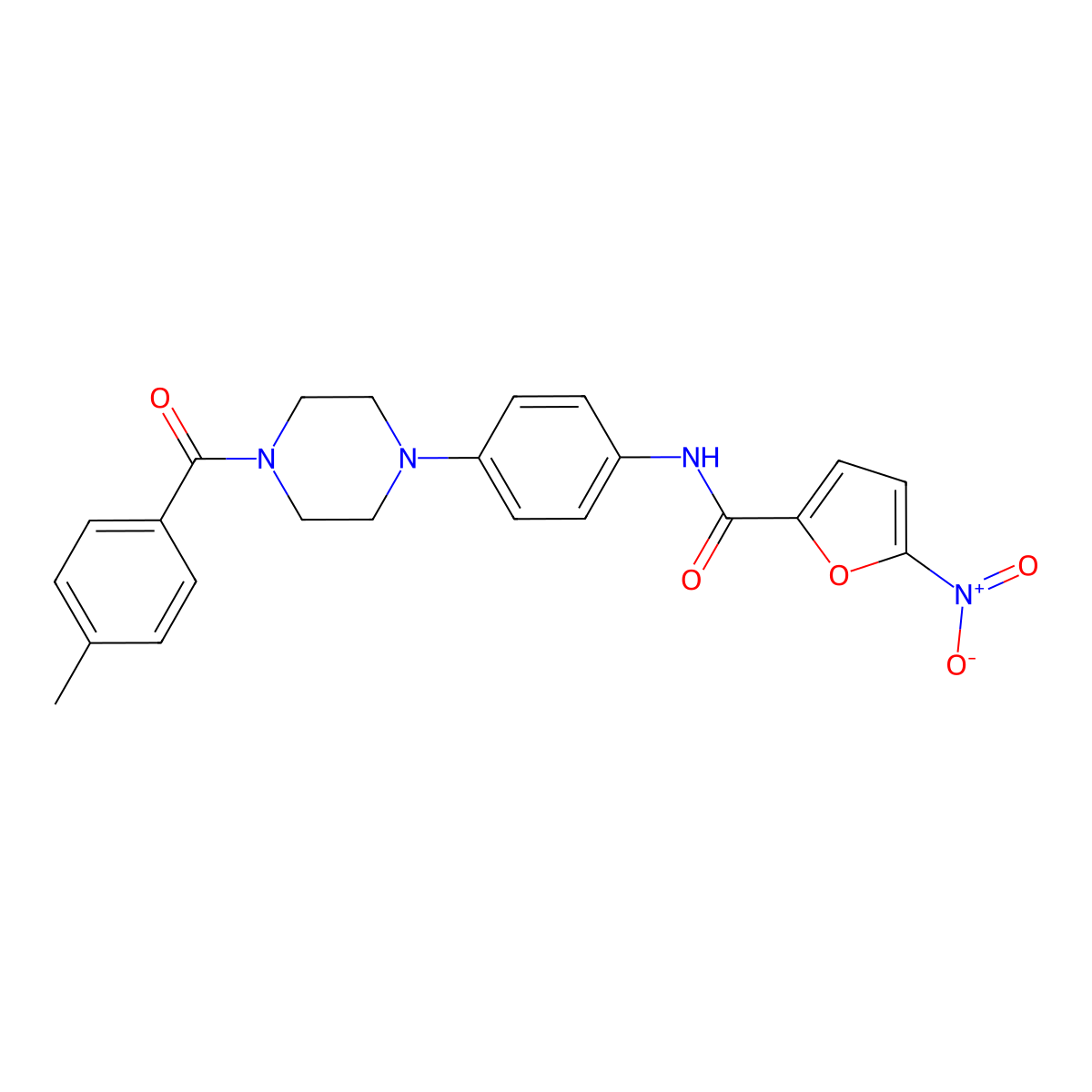 N-[4-[4-(4-methylbenzoyl)piperazin-1-yl]phenyl]-5-nitrofuran-2-carboxamide molecular structure, CAS 642417-37-6