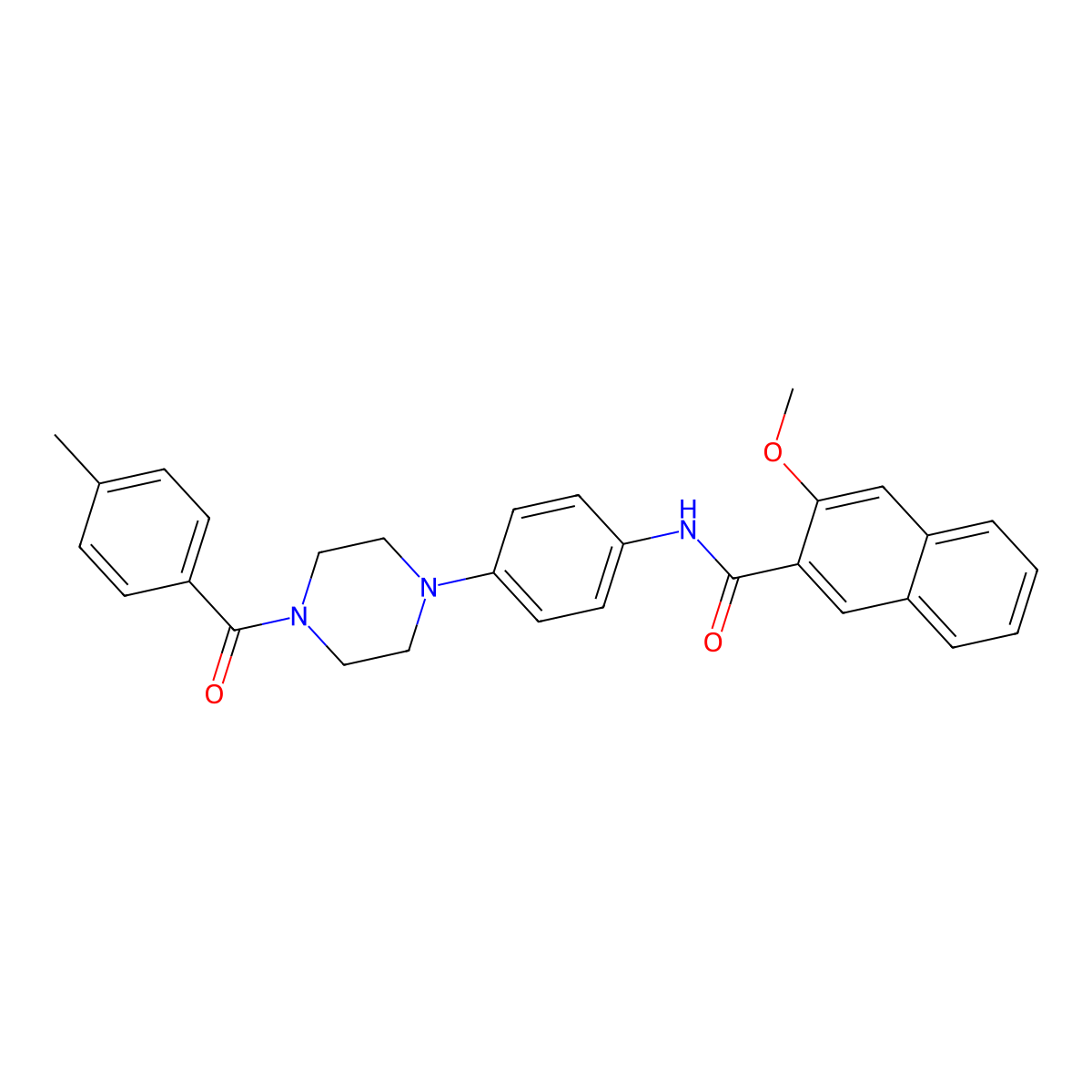 3-methoxy-N-[4-[4-(4-methylbenzoyl)piperazin-1-yl]phenyl]naphthalene-2-carboxamide molecular structure, CAS 642417-41-2