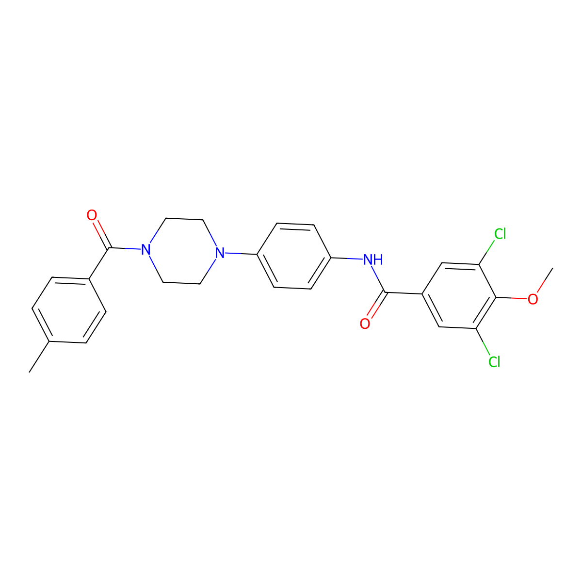 3,5-dichloro-4-methoxy-N-[4-[4-(4-methylbenzoyl)piperazin-1-yl]phenyl]benzamide molecular structure, CAS 642418-14-2