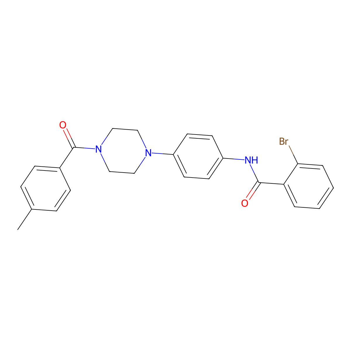 2-bromo-N-[4-[4-(4-methylbenzoyl)piperazin-1-yl]phenyl]benzamide molecular structure, CAS 642418-32-4