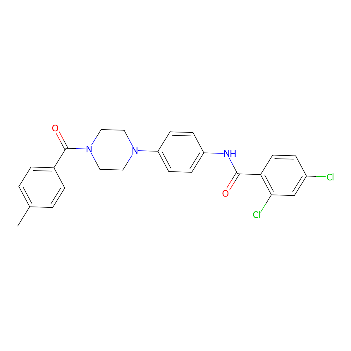 2,4-dichloro-N-[4-[4-(4-methylbenzoyl)piperazin-1-yl]phenyl]benzamide molecular structure, CAS 642418-56-2