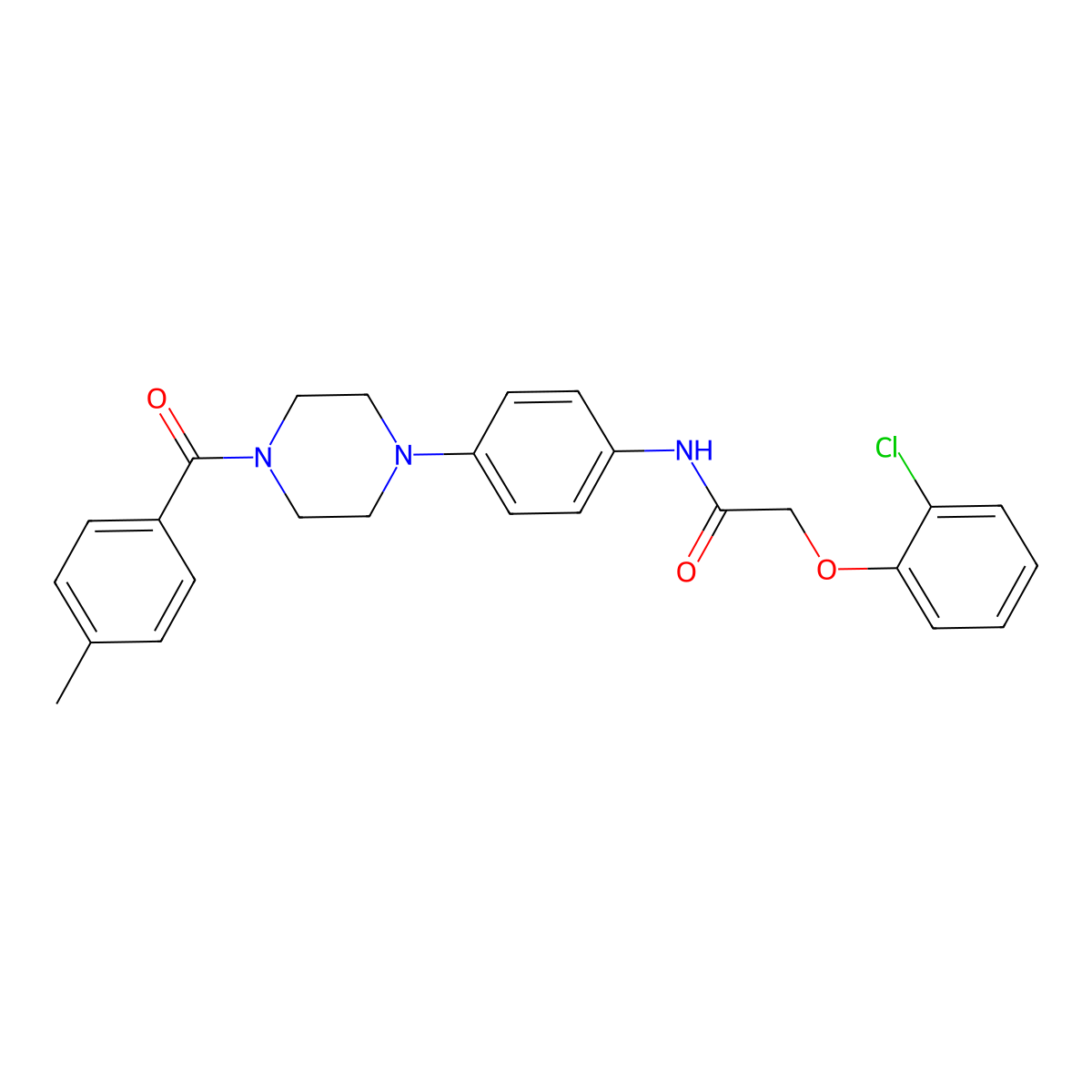 2-(2-chlorophenoxy)-N-[4-[4-(4-methylbenzoyl)piperazin-1-yl]phenyl]acetamide molecular structure, CAS 642419-13-4