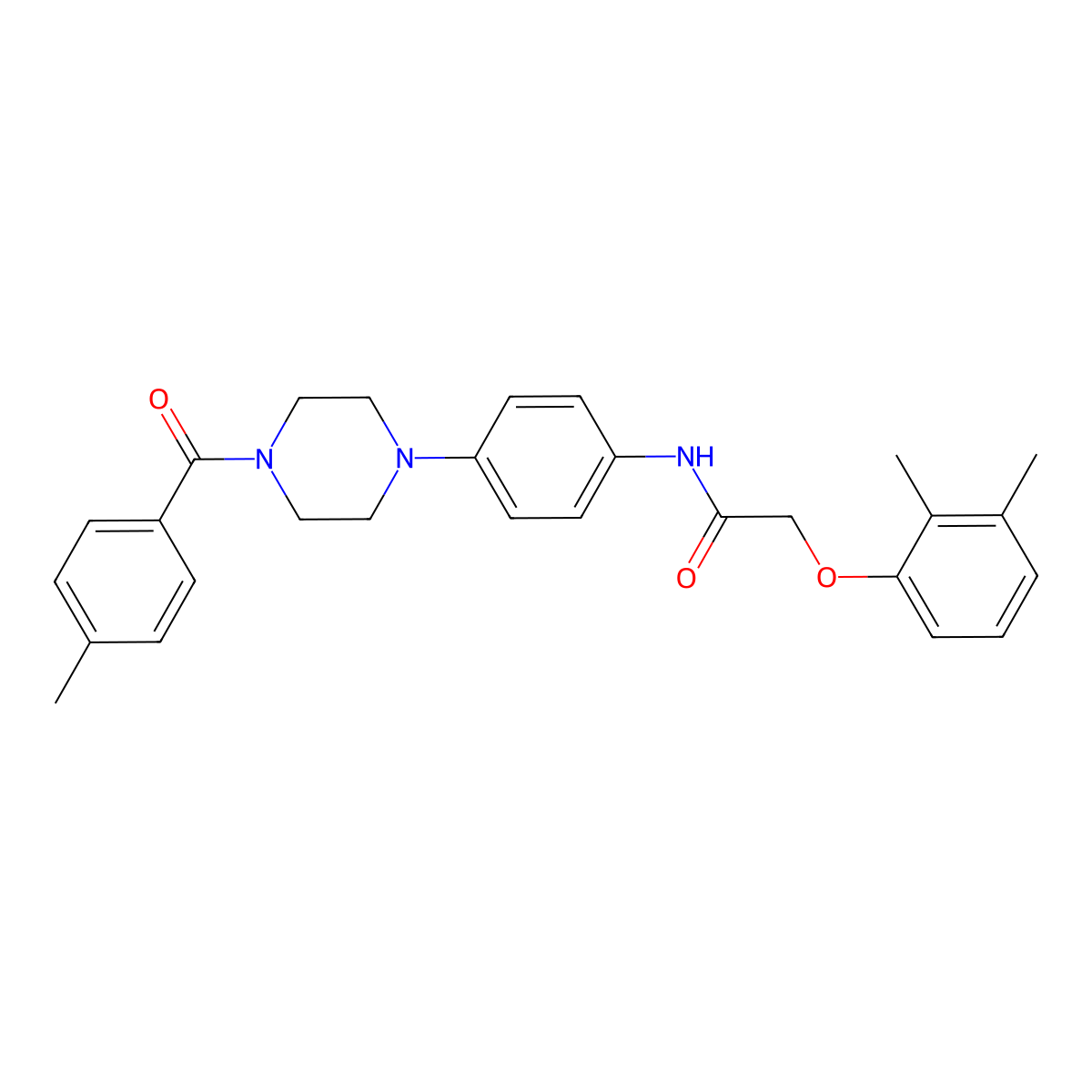 2-(2,3-dimethylphenoxy)-N-[4-[4-(4-methylbenzoyl)piperazin-1-yl]phenyl]acetamide molecular structure, CAS 642419-37-2
