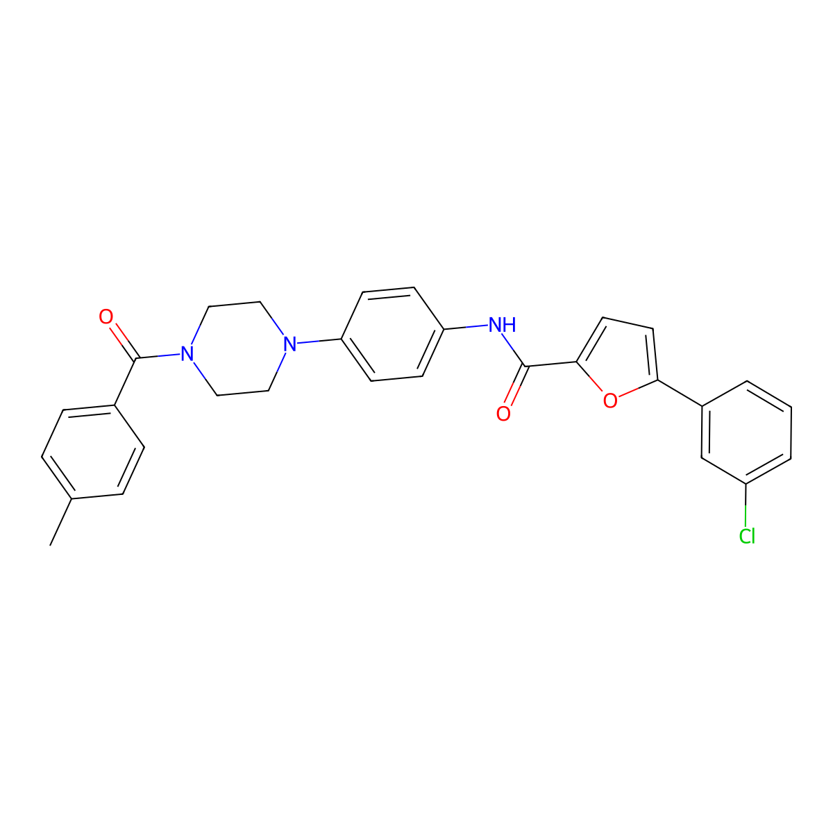 5-(3-chlorophenyl)-N-[4-[4-(4-methylbenzoyl)piperazin-1-yl]phenyl]furan-2-carboxamide molecular structure, CAS 642419-51-0