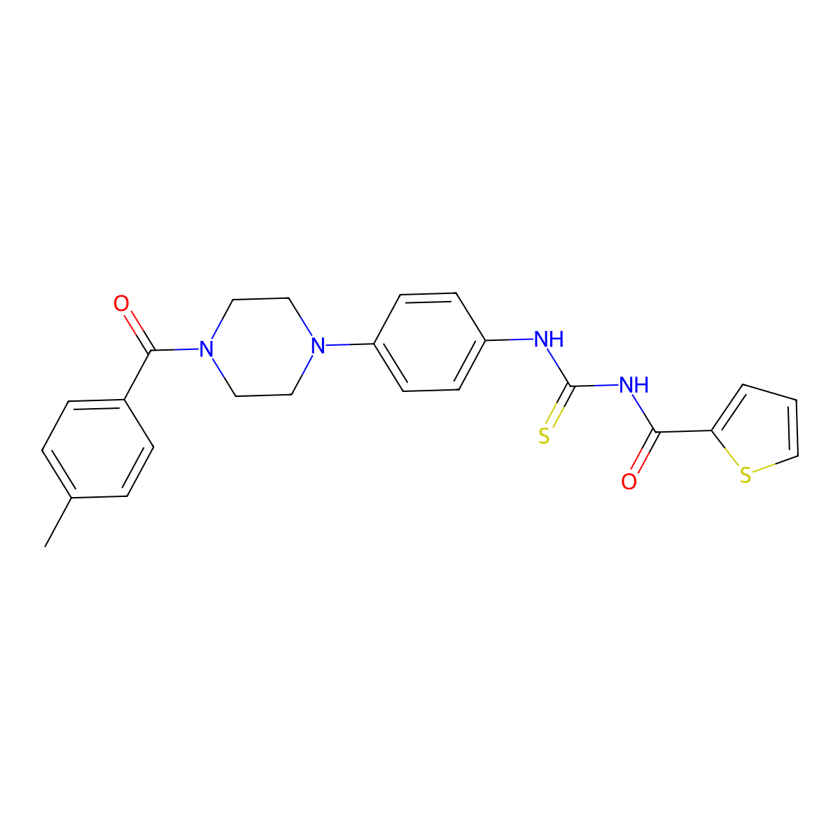N-[[4-[4-(4-methylbenzoyl)piperazin-1-yl]phenyl]carbamothioyl]thiophene-2-carboxamide molecular structure, CAS 642419-81-6