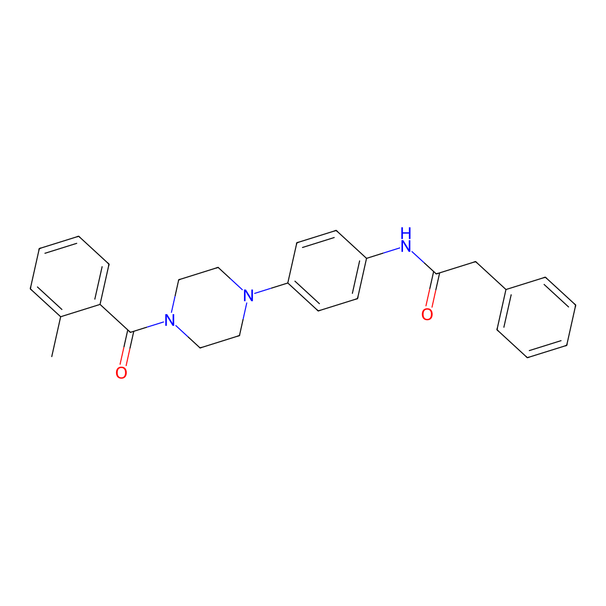 N-[4-[4-(2-methylbenzoyl)piperazin-1-yl]phenyl]-2-phenylacetamide molecular structure, CAS 642425-50-1