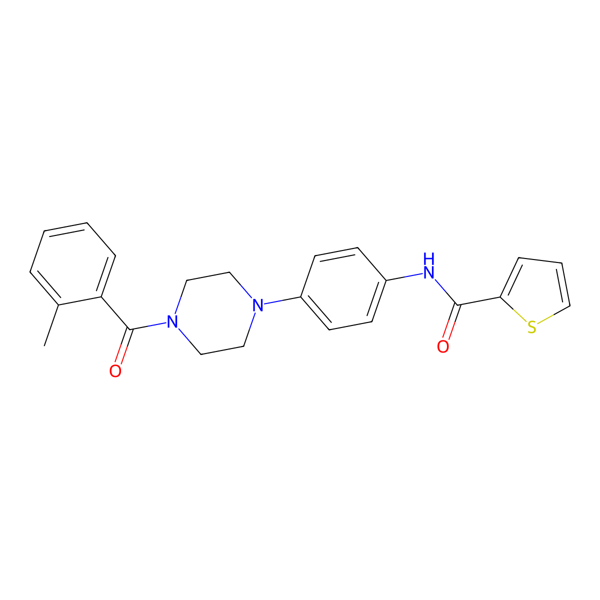 N-[4-[4-(2-methylbenzoyl)piperazin-1-yl]phenyl]thiophene-2-carboxamide molecular structure, CAS 642425-52-3