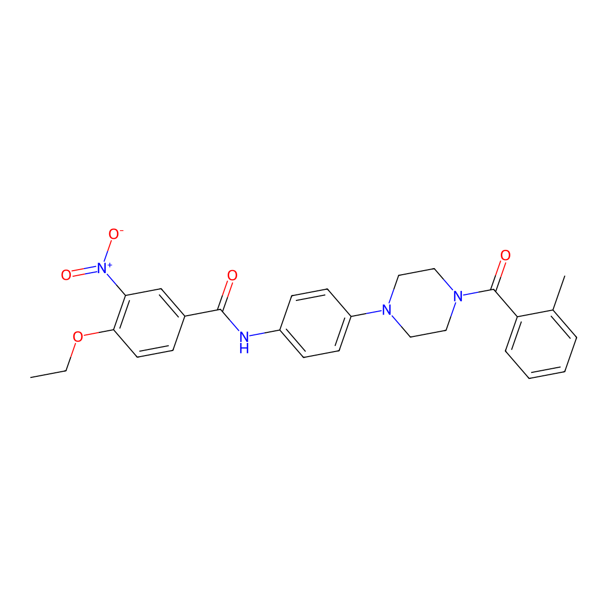 4-ethoxy-N-[4-[4-(2-methylbenzoyl)piperazin-1-yl]phenyl]-3-nitrobenzamide molecular structure, CAS 642426-10-6