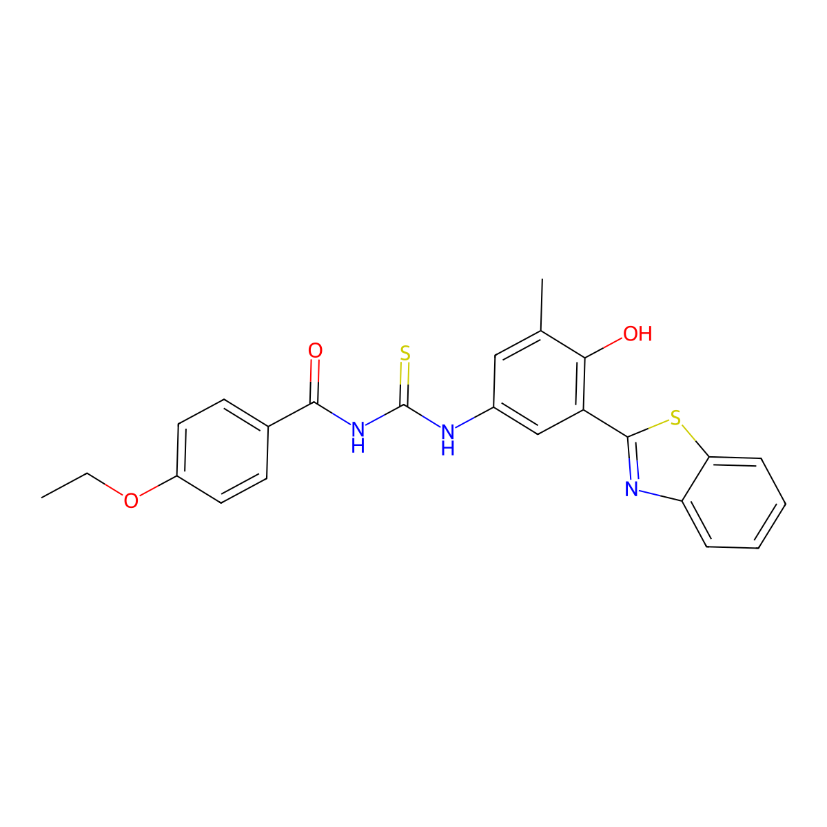 N-{[3-(1,3-benzothiazol-2-yl)-4-hydroxy-5-methylphenyl]carbamothioyl}-4-ethoxybenzamide molecular structure, CAS 642426-11-7