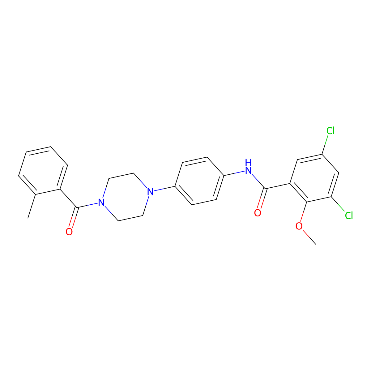 3,5-dichloro-2-methoxy-N-[4-[4-(2-methylbenzoyl)piperazin-1-yl]phenyl]benzamide molecular structure, CAS 642426-14-0