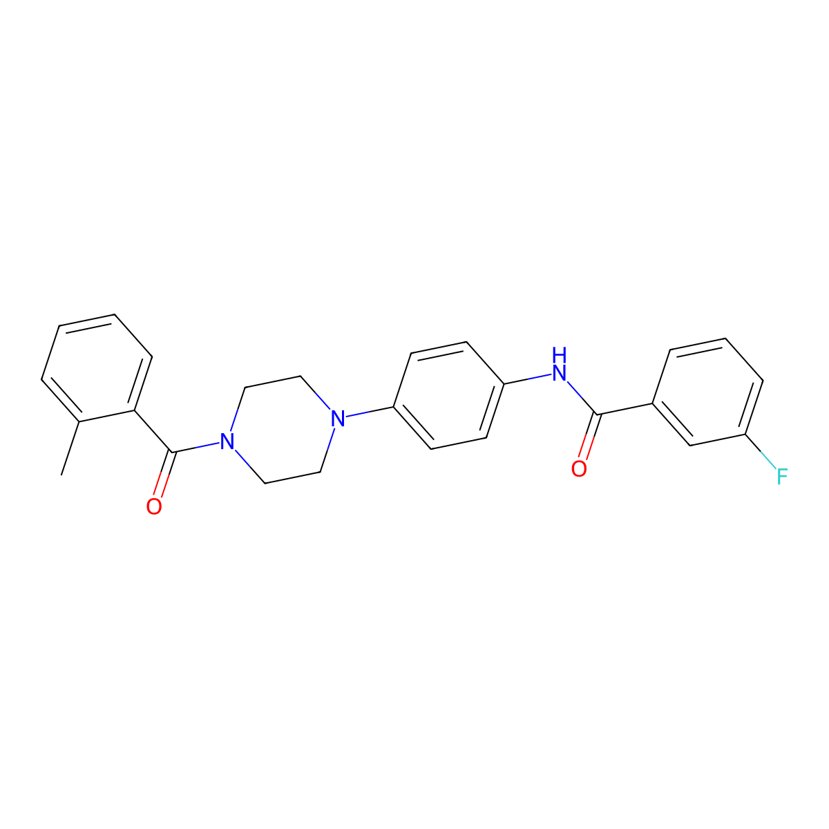 3-fluoro-N-[4-[4-(2-methylbenzoyl)piperazin-1-yl]phenyl]benzamide molecular structure, CAS 642426-40-2