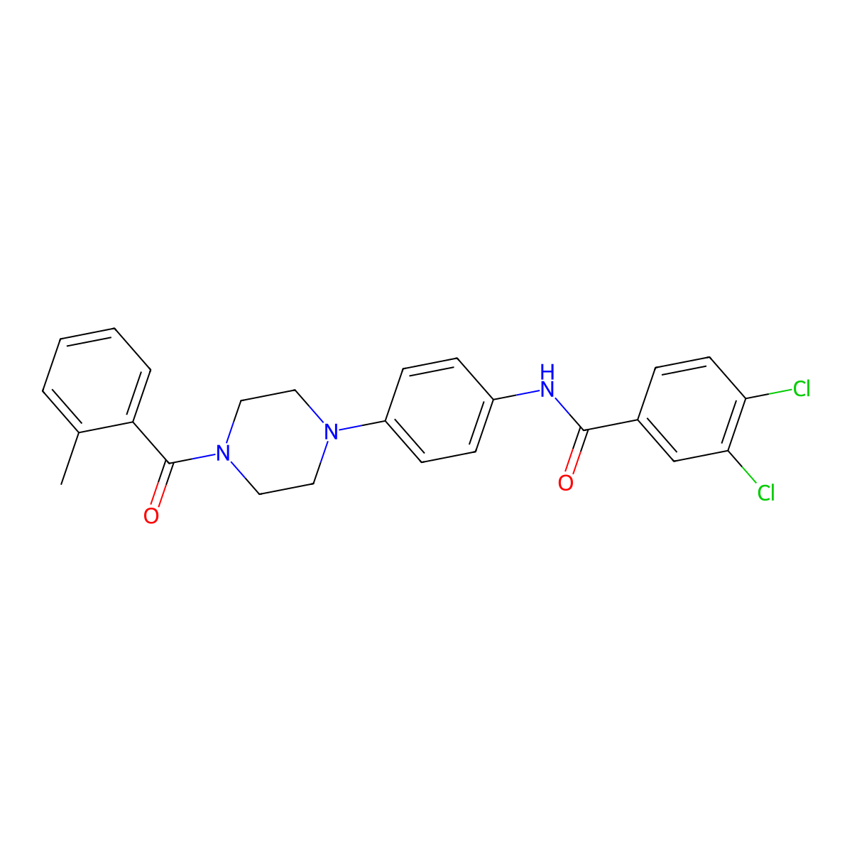 3,4-dichloro-N-[4-[4-(2-methylbenzoyl)piperazin-1-yl]phenyl]benzamide molecular structure, CAS 642426-58-2