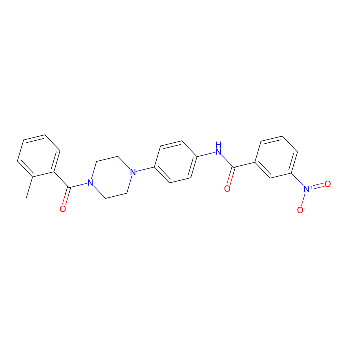 N-[4-[4-(2-methylbenzoyl)piperazin-1-yl]phenyl]-3-nitrobenzamide molecular structure, CAS 642426-66-2