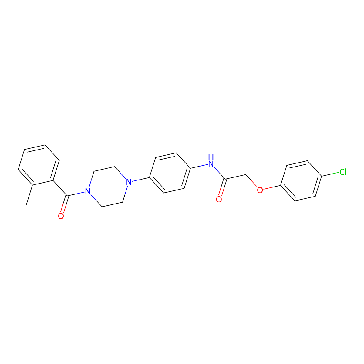 2-(4-chlorophenoxy)-N-[4-[4-(2-methylbenzoyl)piperazin-1-yl]phenyl]acetamide molecular structure, CAS 642427-02-9