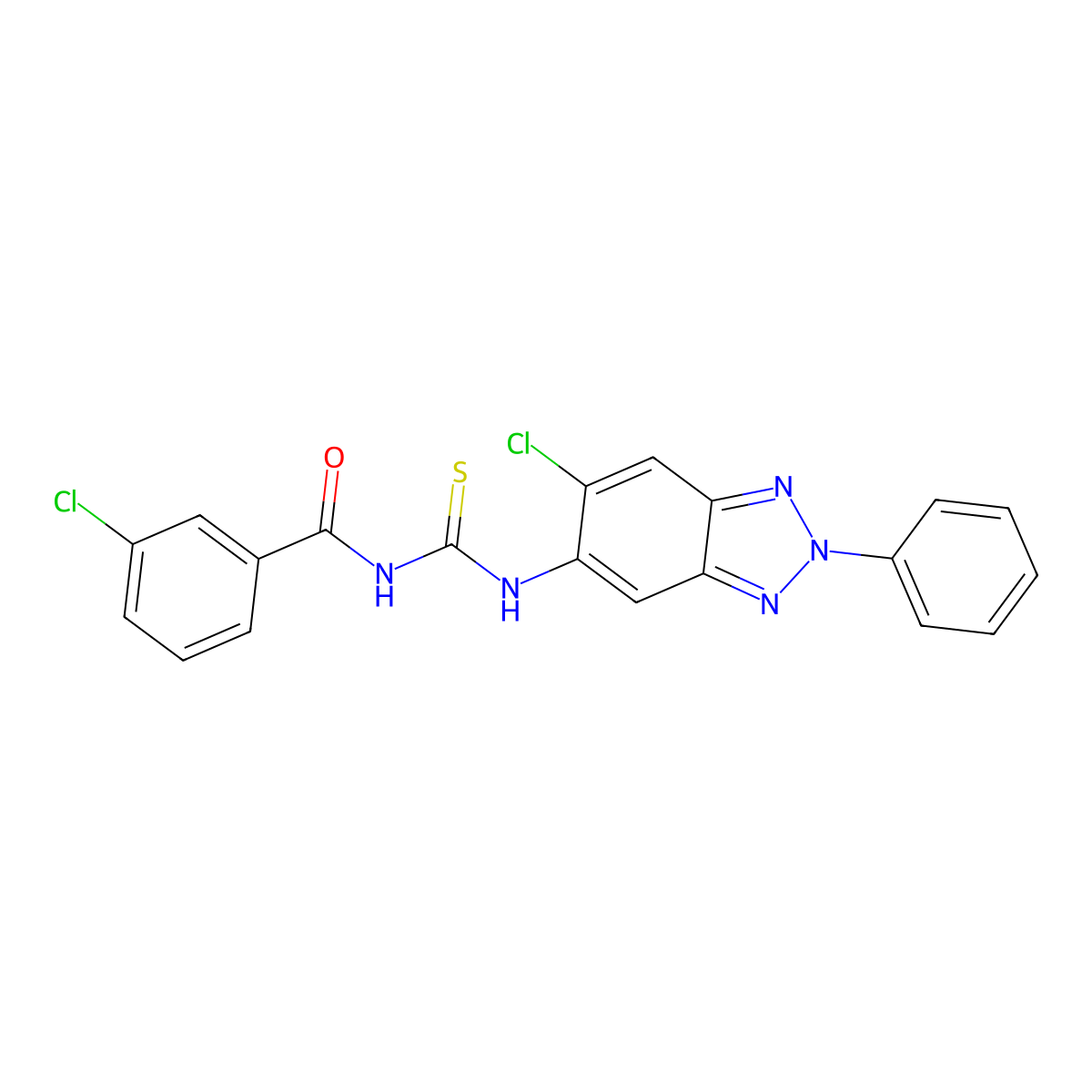 3-chloro-N-[(6-chloro-2-phenylbenzotriazol-5-yl)carbamothioyl]benzamide molecular structure, CAS 642428-86-2