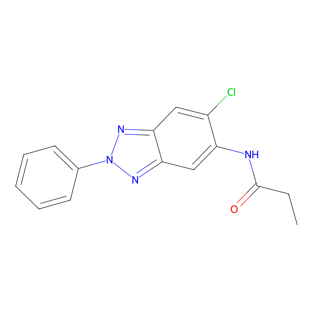 N-(6-chloro-2-phenylbenzotriazol-5-yl)propanamide molecular structure, CAS 642429-47-8