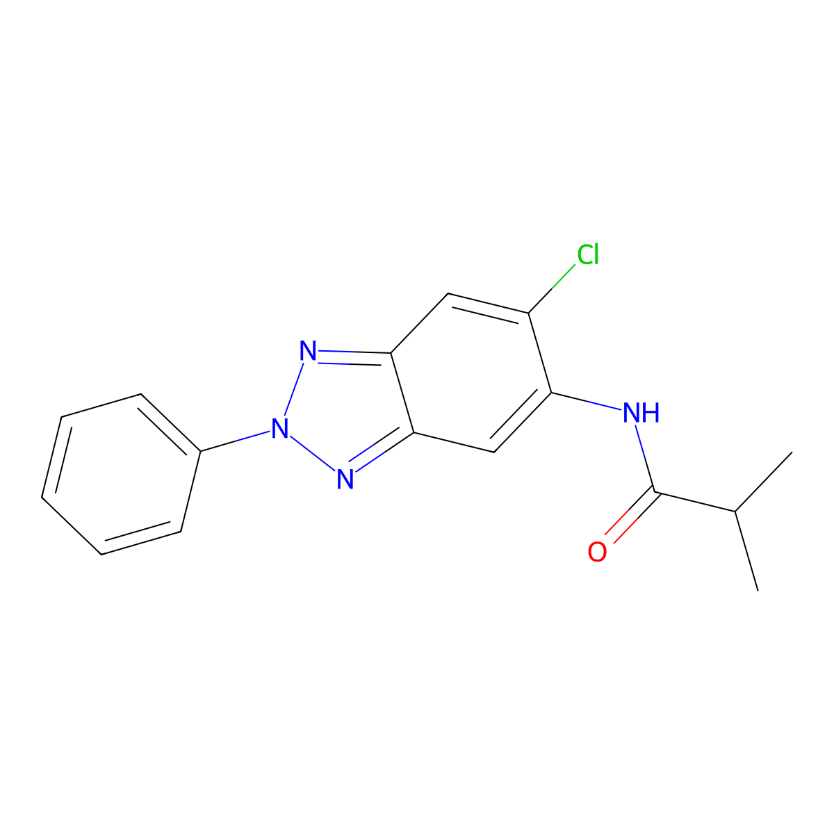 N-(6-chloro-2-phenylbenzotriazol-5-yl)-2-methylpropanamide molecular structure, CAS 642429-62-7
