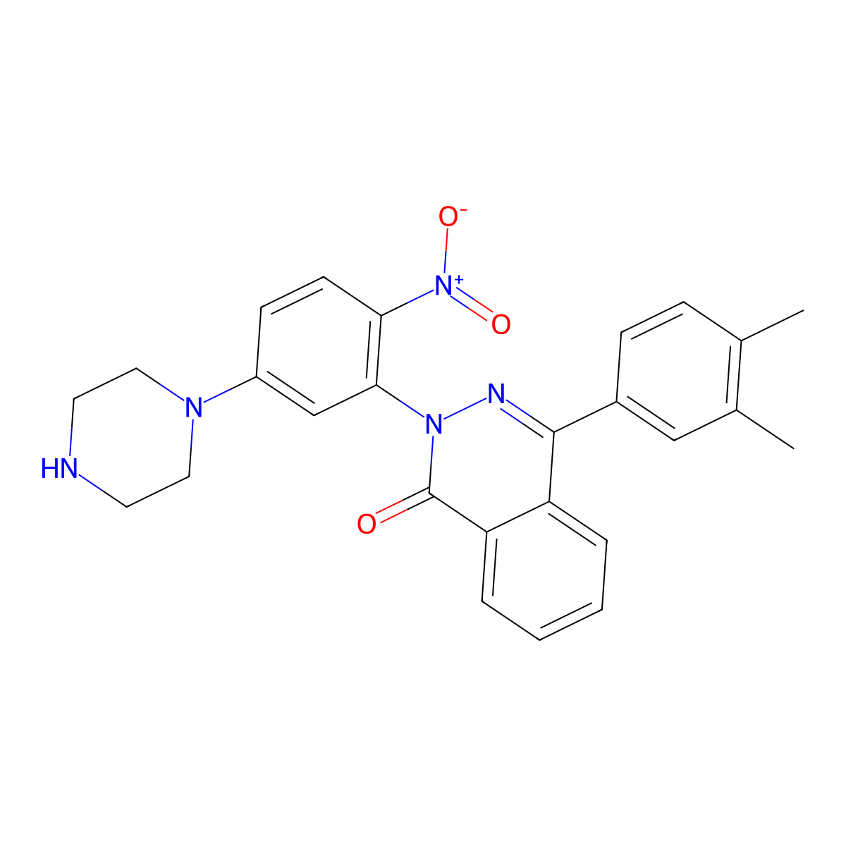 4-(3,4-Dimethylphenyl)-2-(2-nitro-5-piperazin-1-ylphenyl)phthalazin-1-one molecular structure, CAS 642429-80-9