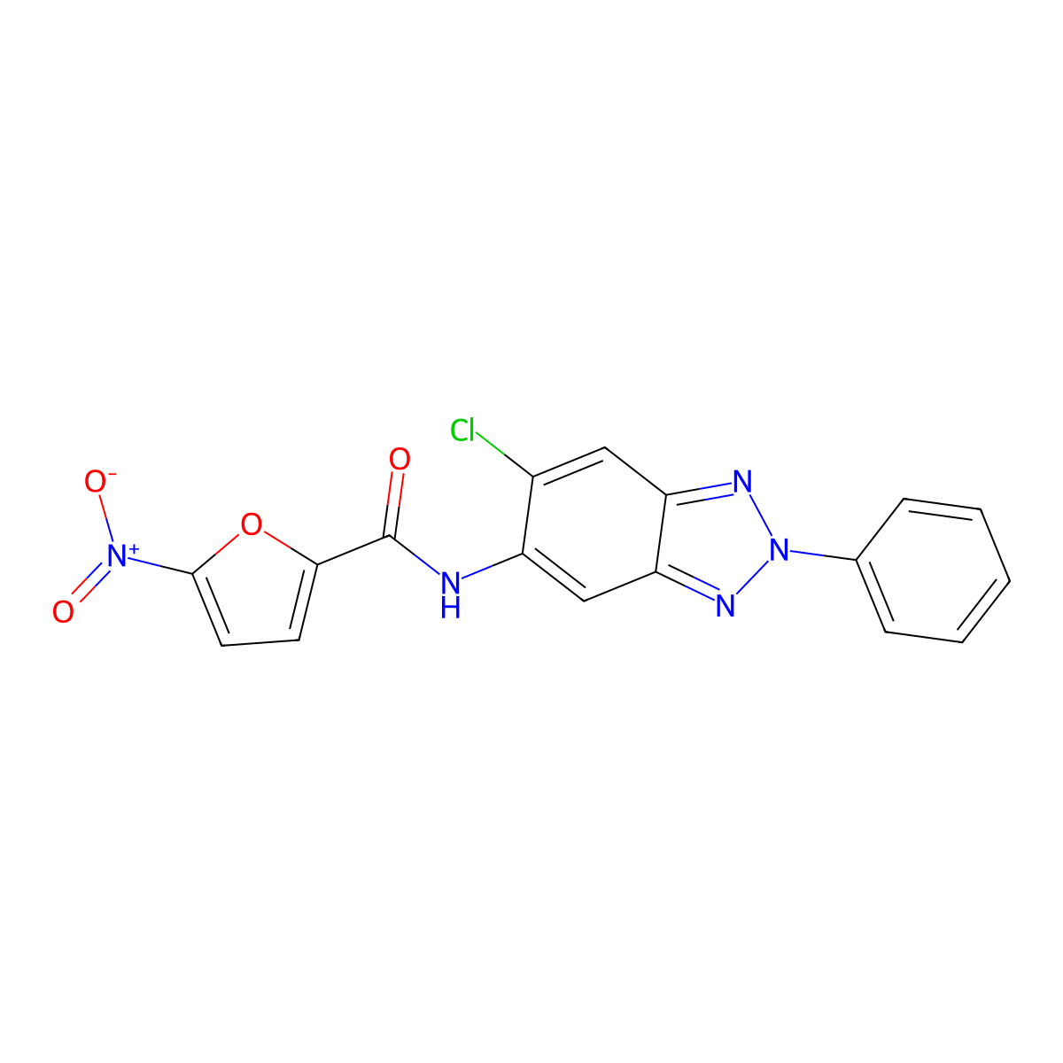 N-(6-chloro-2-phenylbenzotriazol-5-yl)-5-nitrofuran-2-carboxamide molecular structure, CAS 642429-89-8