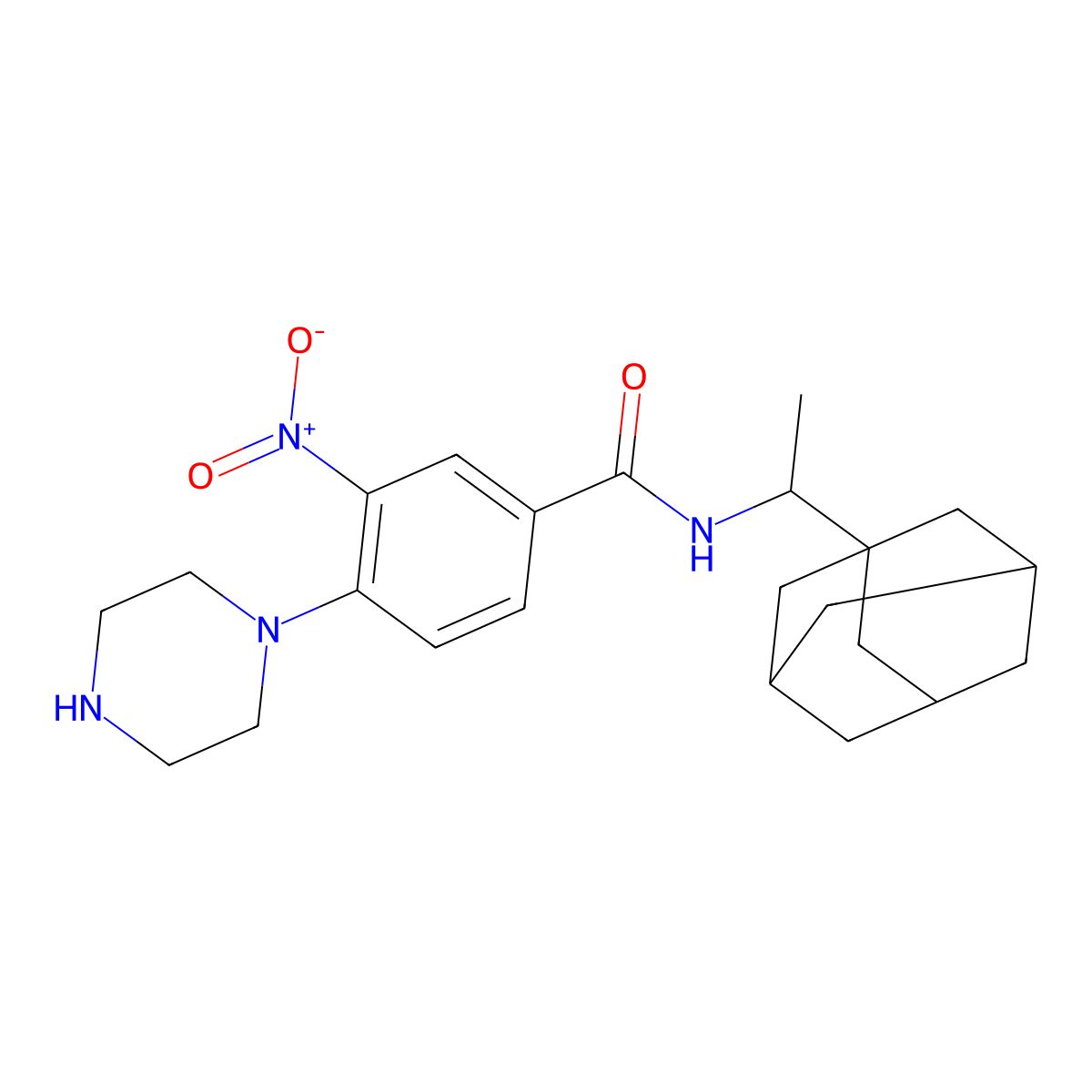 N-[1-(1-adamantyl)ethyl]-3-nitro-4-piperazin-1-ylbenzamide molecular structure, CAS 642429-90-1