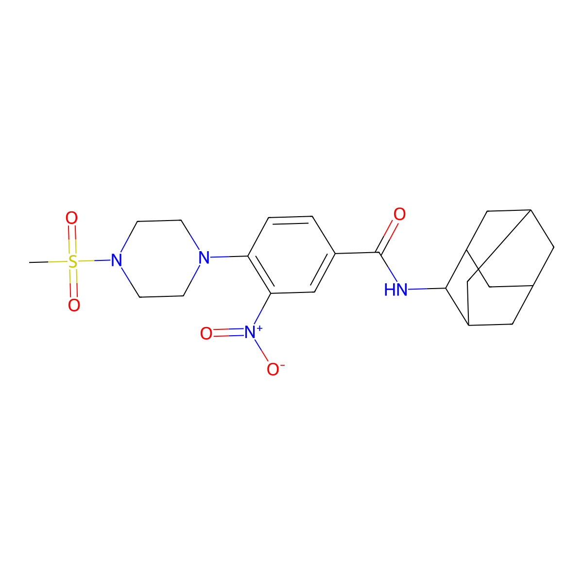 N-(2-adamantyl)-4-(4-methylsulfonylpiperazin-1-yl)-3-nitrobenzamide molecular structure, CAS 642429-92-3