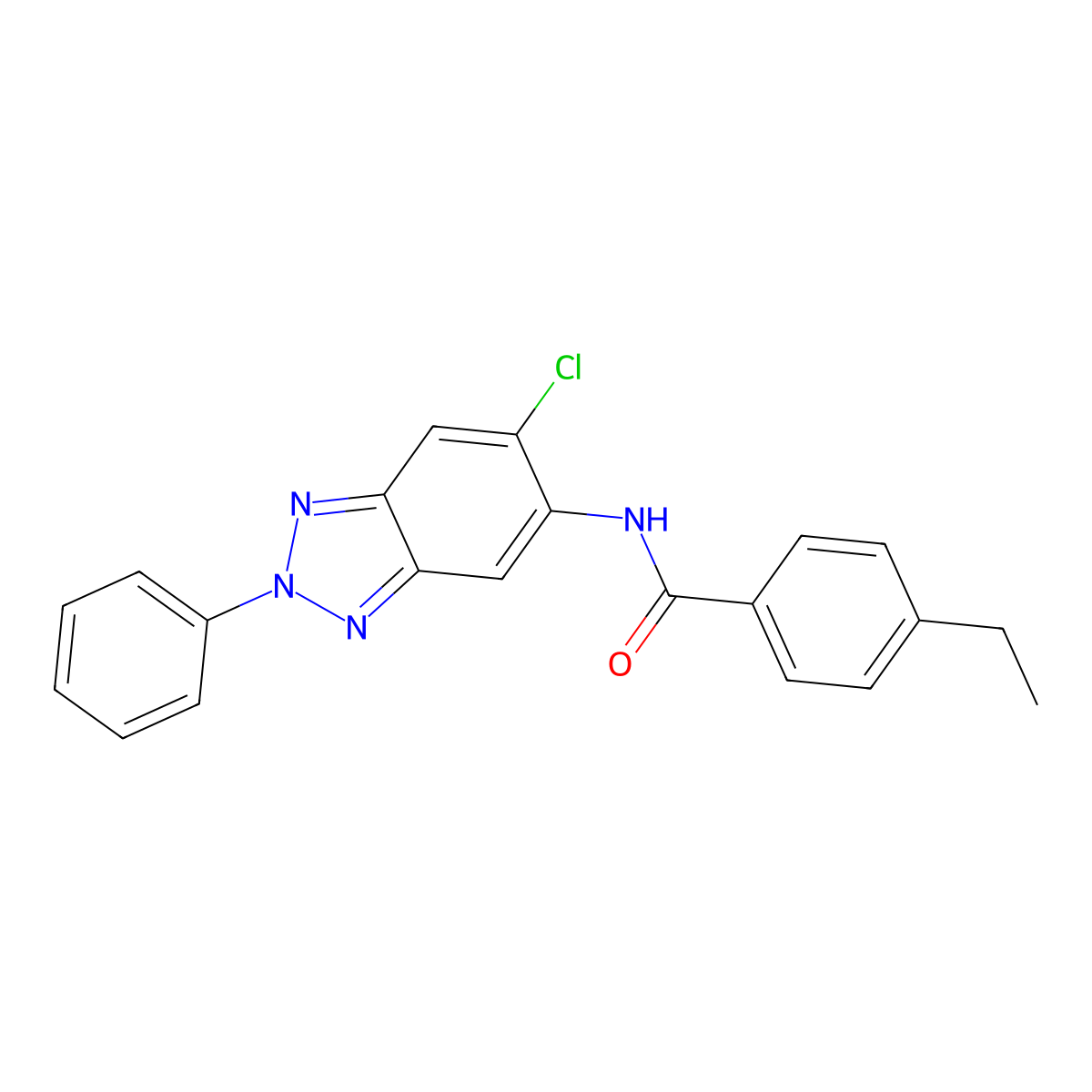 N-(6-chloro-2-phenylbenzotriazol-5-yl)-4-ethylbenzamide molecular structure, CAS 642430-05-5