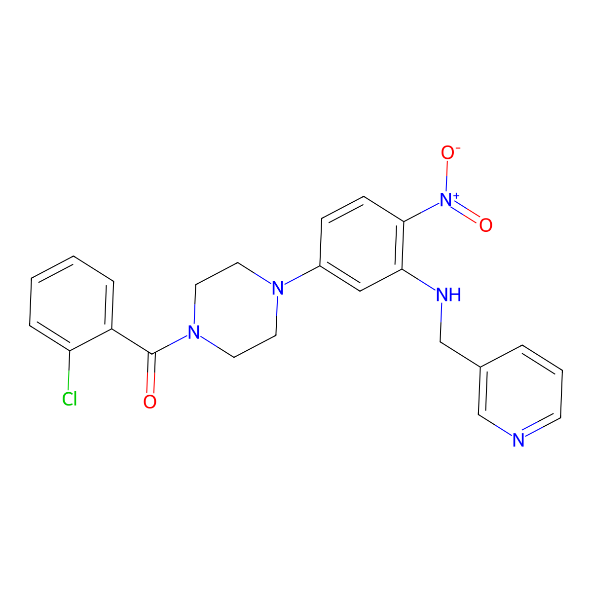 (2-Chlorophenyl)-[4-[4-nitro-3-(pyridin-3-ylmethylamino)phenyl]piperazin-1-yl]methanone molecular structure, CAS 642430-14-6