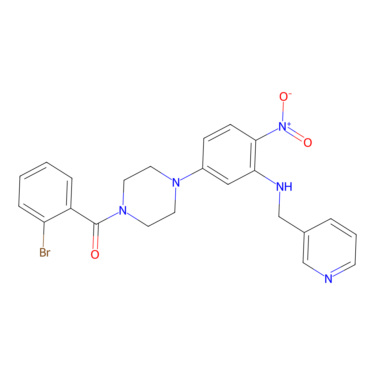 (2-Bromophenyl)-[4-[4-nitro-3-(pyridin-3-ylmethylamino)phenyl]piperazin-1-yl]methanone molecular structure, CAS 642430-16-8