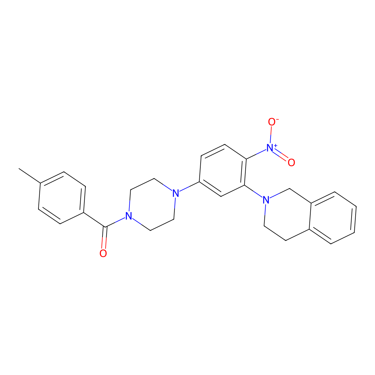 [4-[3-(3,4-dihydro-1H-isoquinolin-2-yl)-4-nitrophenyl]piperazin-1-yl]-(4-methylphenyl)methanone molecular structure, CAS 642430-18-0
