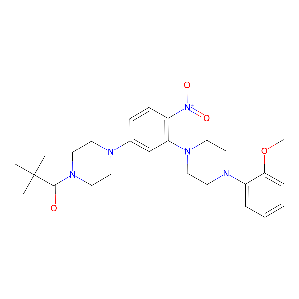 1-(4-{3-[4-(2-Methoxyphenyl)piperazin-1-yl]-4-nitrophenyl}piperazin-1-yl)-2,2-dimethylpropan-1-one molecular structure, CAS 642430-22-6