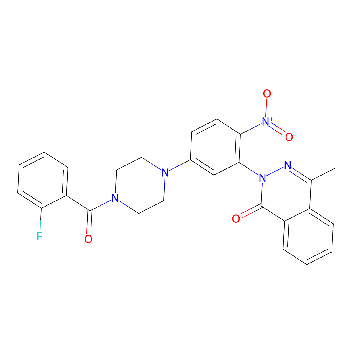 2-[5-[4-(2-Fluorobenzoyl)piperazin-1-yl]-2-nitrophenyl]-4-methylphthalazin-1-one molecular structure, CAS 642430-32-8