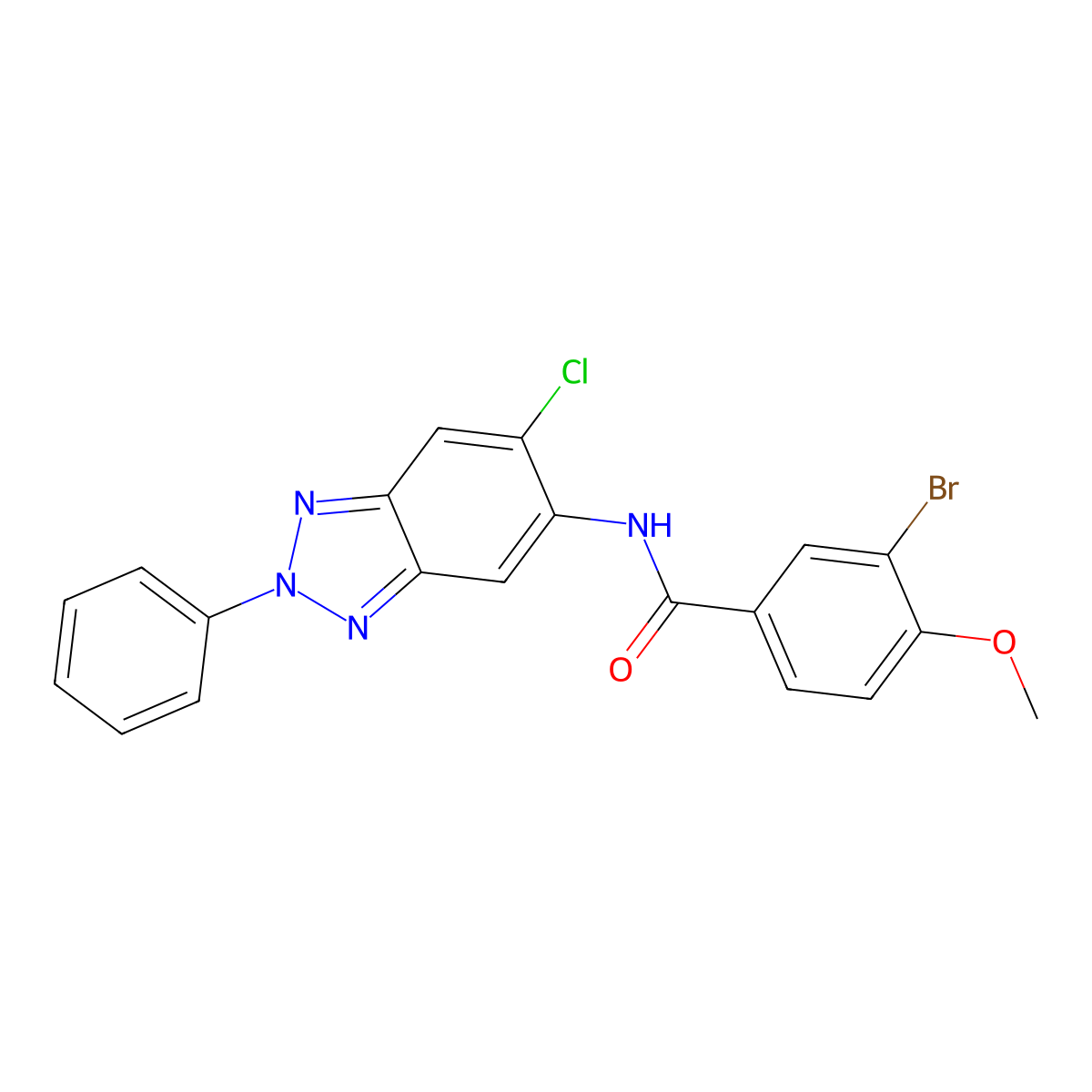 3-bromo-N-(6-chloro-2-phenylbenzotriazol-5-yl)-4-methoxybenzamide molecular structure, CAS 642430-41-9