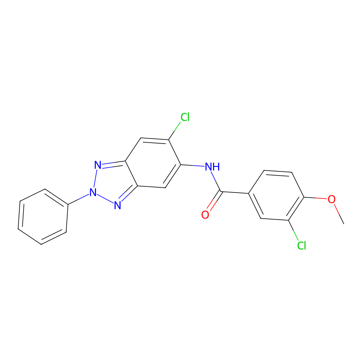 3-chloro-N-(6-chloro-2-phenylbenzotriazol-5-yl)-4-methoxybenzamide molecular structure, CAS 642430-43-1