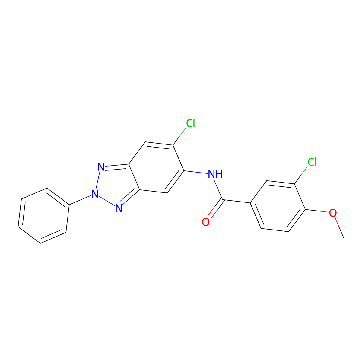 3-chloro-N-(6-chloro-2-phenylbenzotriazol-5-yl)-4-methoxybenzamide molecular structure, CAS 642430-43-1