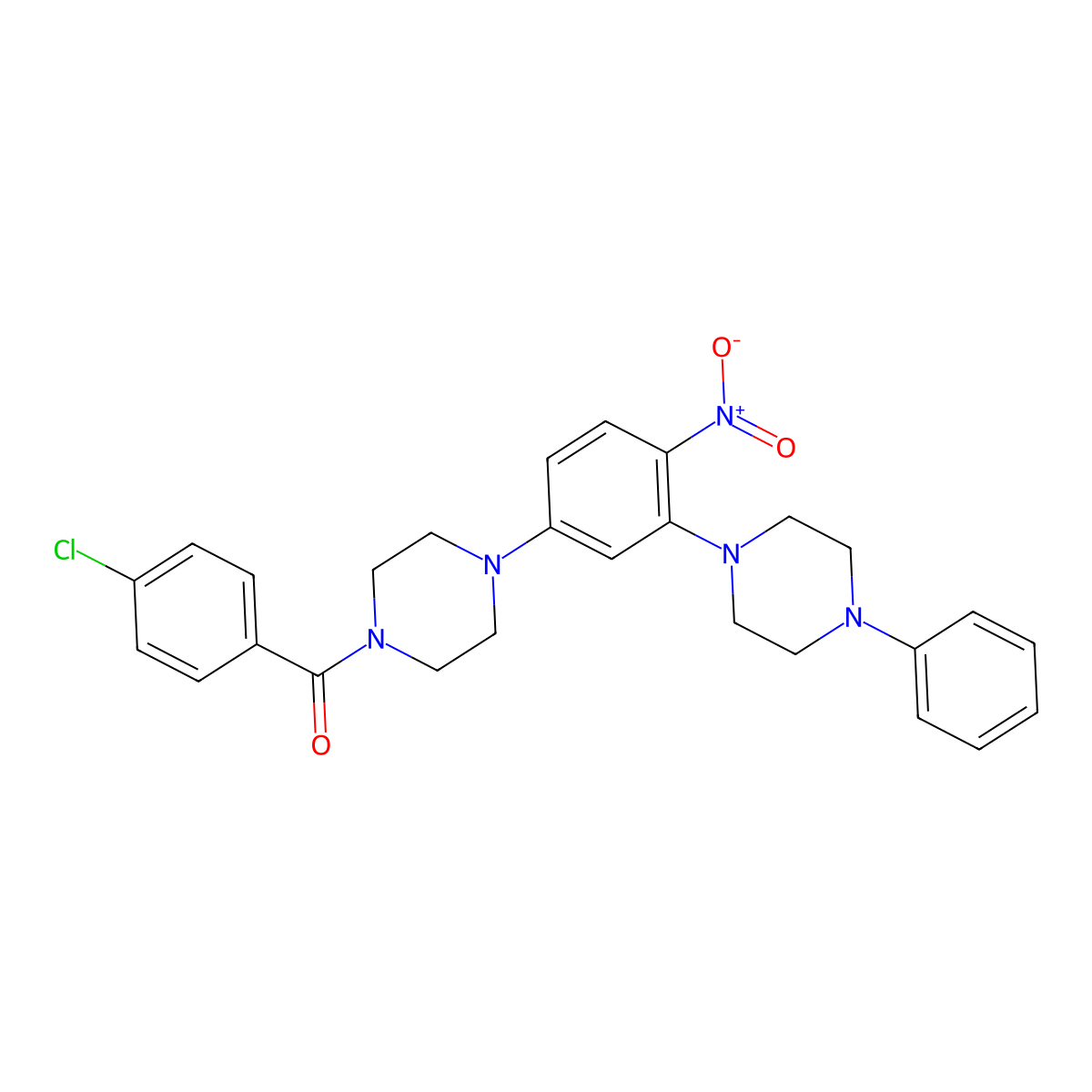 (4-Chlorophenyl)-[4-[4-nitro-3-(4-phenylpiperazin-1-yl)phenyl]piperazin-1-yl]methanone molecular structure, CAS 642430-46-4