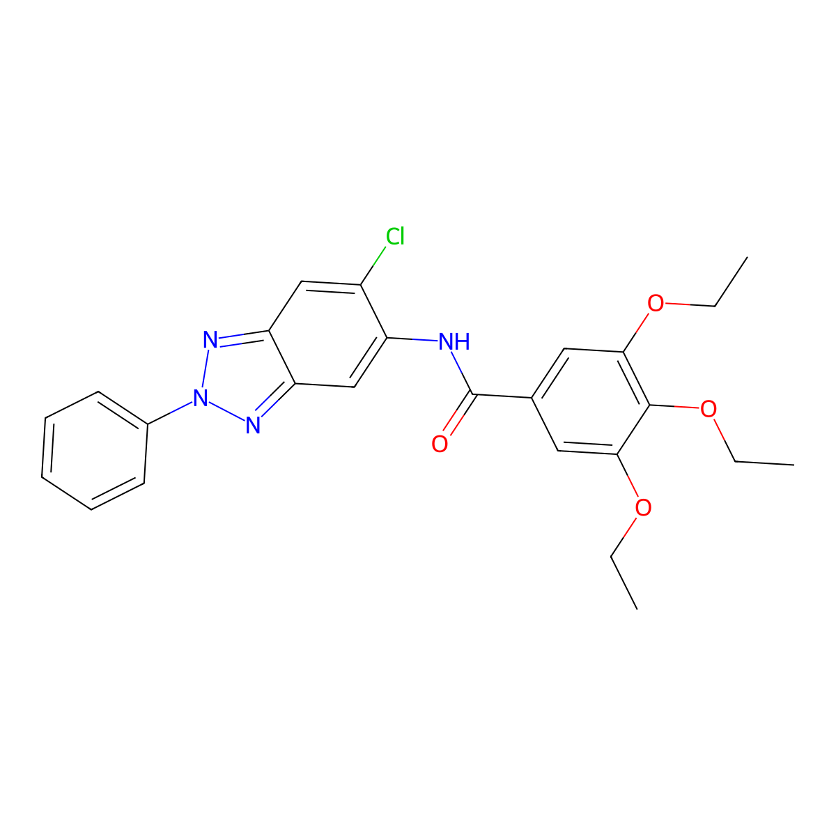 N-(6-chloro-2-phenyl-2H-1,2,3-benzotriazol-5-yl)-3,4,5-triethoxybenzamide molecular structure, CAS 642430-61-3