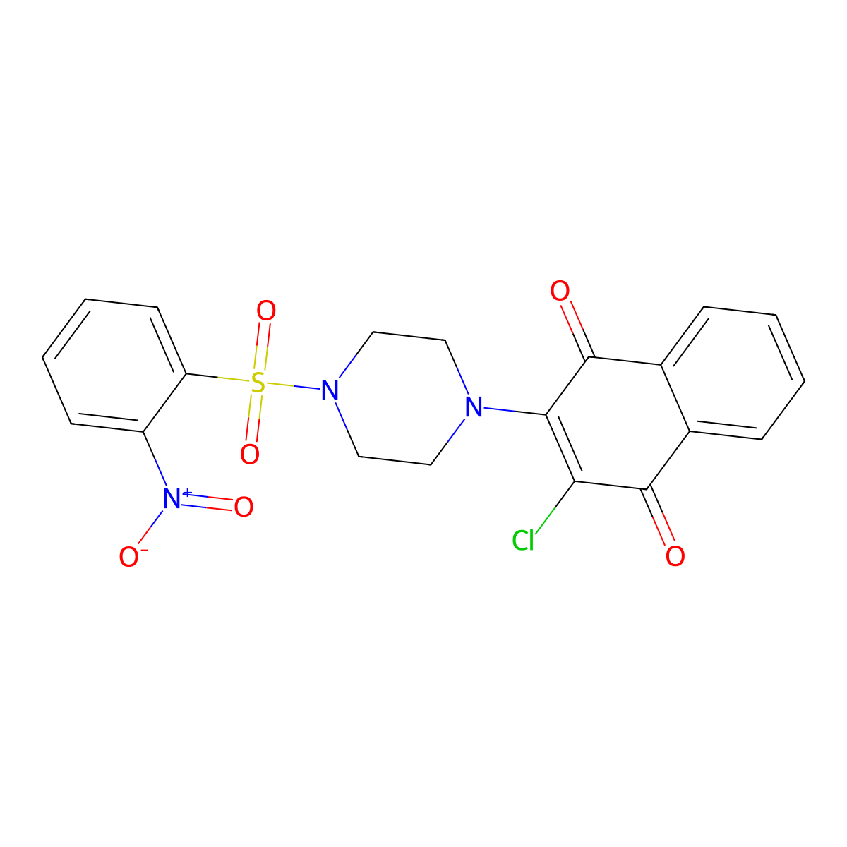 2-Chloro-3-[4-(2-nitrophenyl)sulfonylpiperazin-1-yl]naphthalene-1,4-dione molecular structure, CAS 642430-62-4