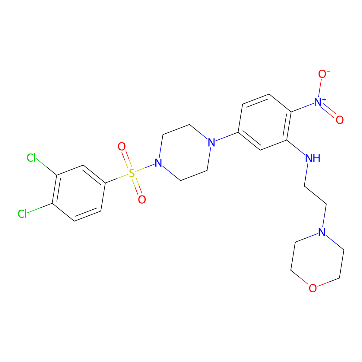 (5-{4-[(3,4-Dichlorophenyl)sulfonyl]-1-piperazinyl}-2-nitrophenyl)[2-(4-morpholinyl)ethyl]amine molecular structure, CAS 642430-64-6
