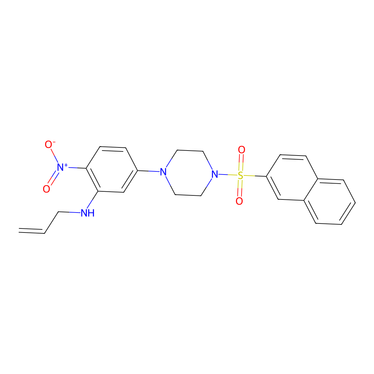 5-(4-naphthalen-2-ylsulfonylpiperazin-1-yl)-2-nitro-N-prop-2-enylaniline molecular structure, CAS 642430-72-6
