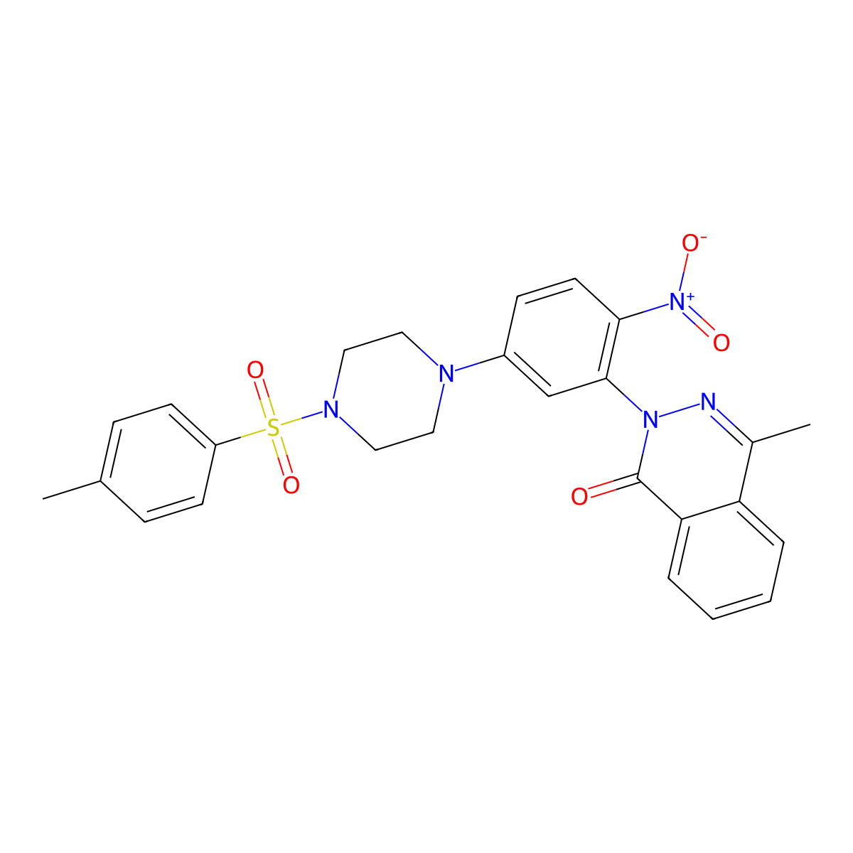4-Methyl-2-[5-[4-(4-methylphenyl)sulfonylpiperazin-1-yl]-2-nitrophenyl]phthalazin-1-one molecular structure, CAS 642430-77-1