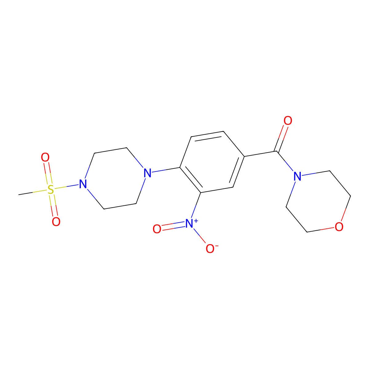 [4-(4-Methylsulfonylpiperazin-1-yl)-3-nitrophenyl]-morpholin-4-ylmethanone molecular structure, CAS 642430-81-7