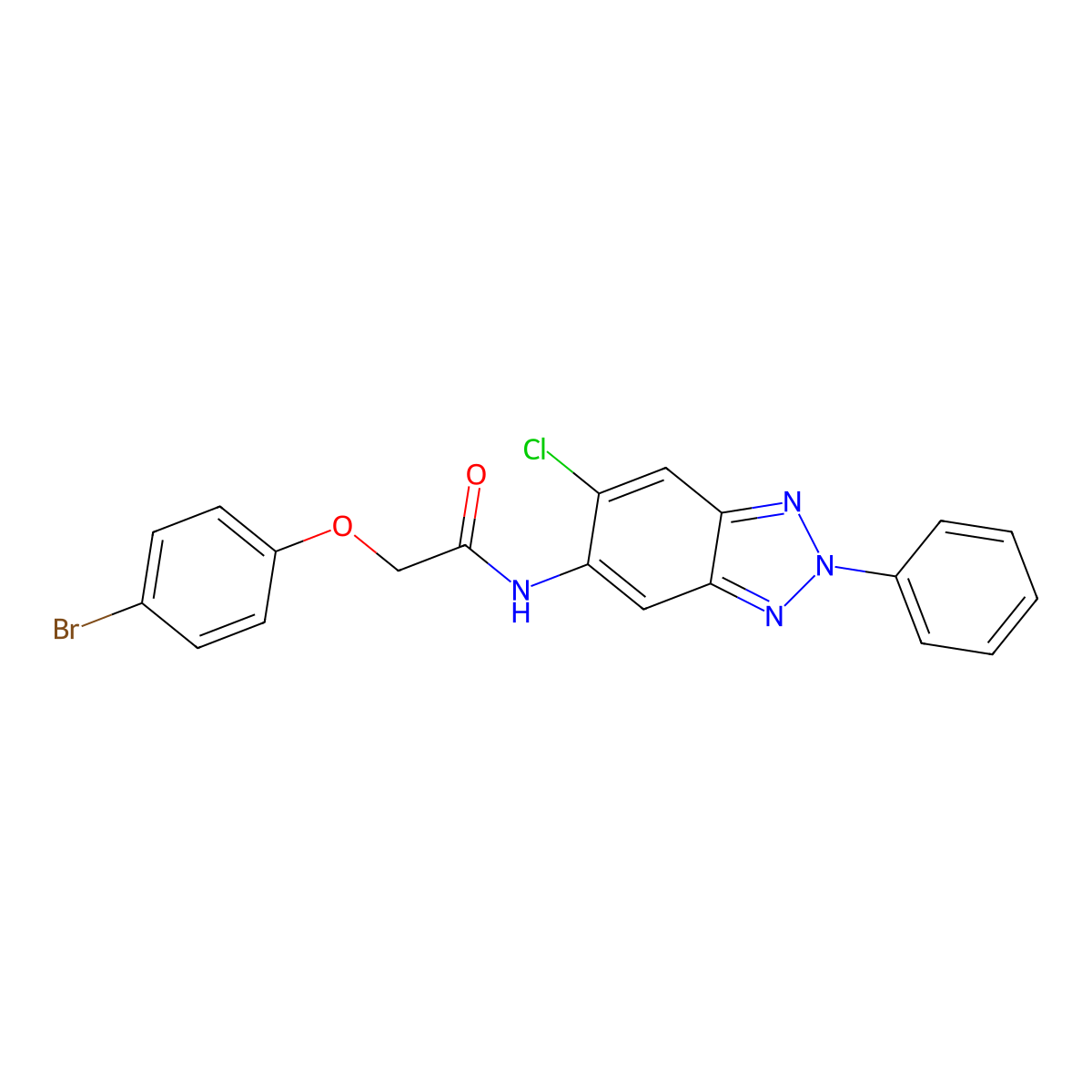 2-(4-bromophenoxy)-N-(6-chloro-2-phenylbenzotriazol-5-yl)acetamide molecular structure, CAS 642431-55-8