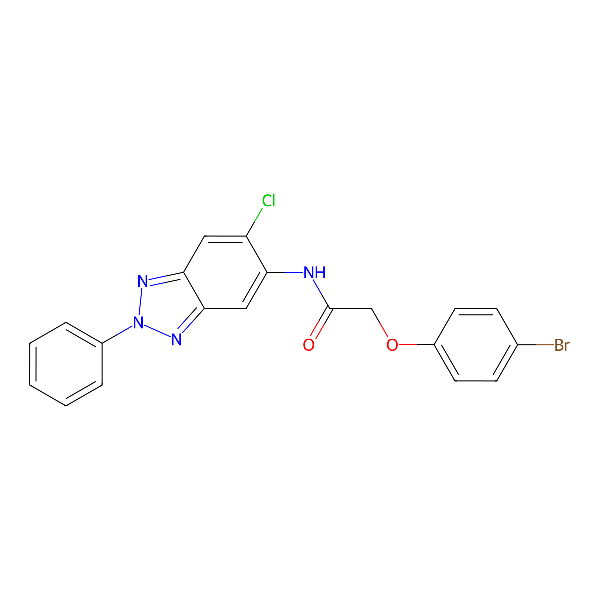 2-(4-bromophenoxy)-N-(6-chloro-2-phenylbenzotriazol-5-yl)acetamide molecular structure, CAS 642431-55-8