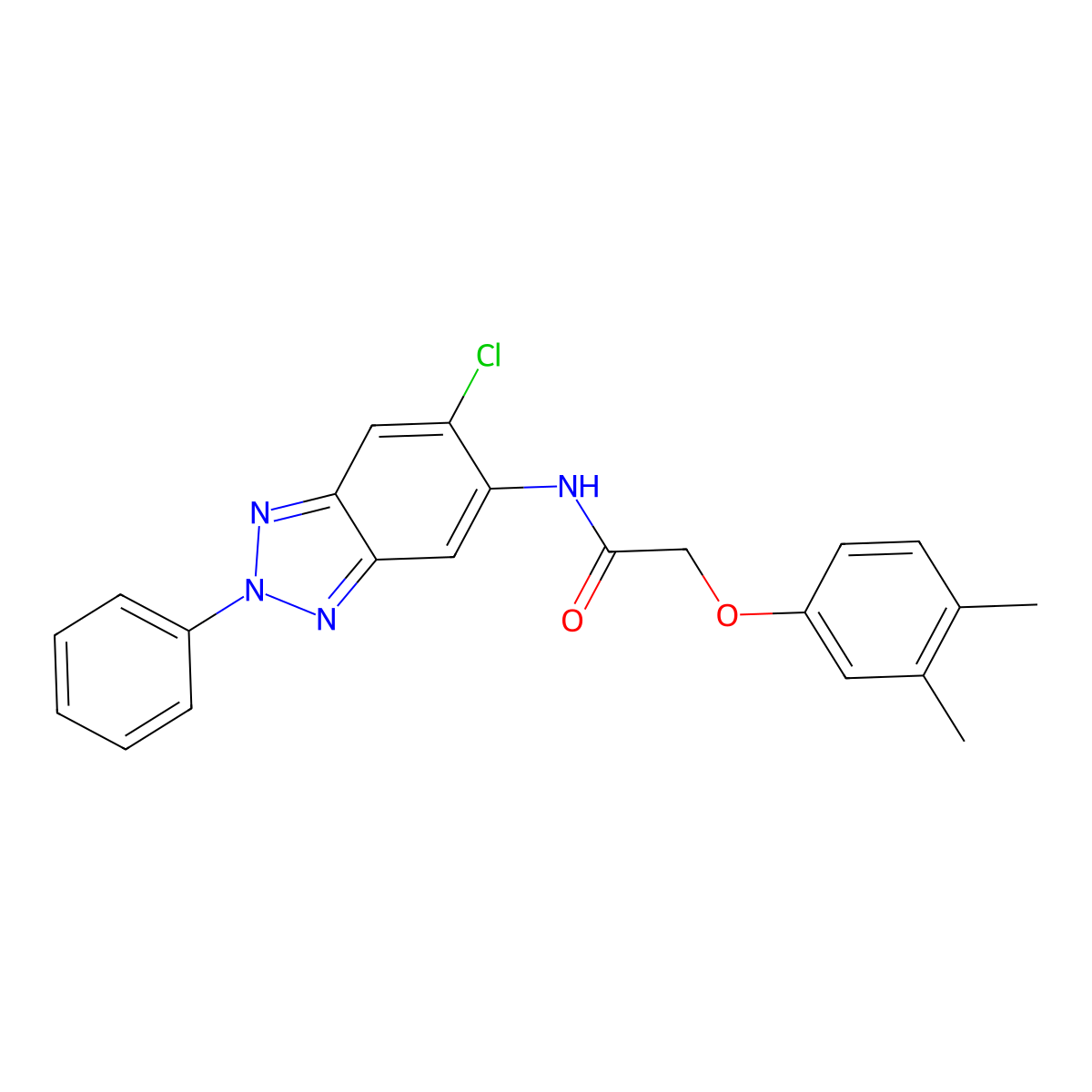 N-(6-chloro-2-phenylbenzotriazol-5-yl)-2-(3,4-dimethylphenoxy)acetamide molecular structure, CAS 642431-76-3