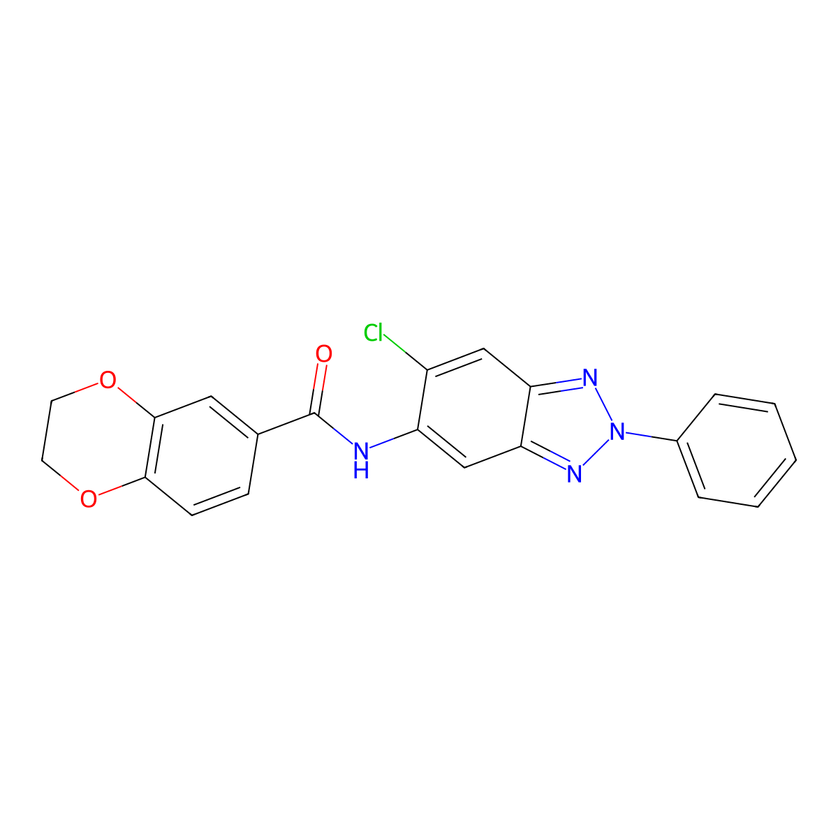 N-(6-chloro-2-phenylbenzotriazol-5-yl)-2,3-dihydro-1,4-benzodioxine-6-carboxamide molecular structure, CAS 642432-31-3